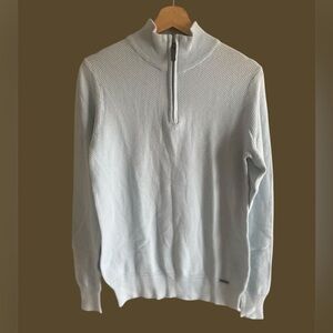 Kangol Men Pullover Size S/P Top Pale Blue 1/4 Zip Mock Neck Cotton Casual‎ Ski